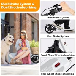 Kick Scooter for Teens & Adults, 200mm Big Wheels for Adults with Disc Brakes, Adult Scooter with Carry Strap