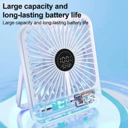 Desk Fan Portable USB Rechargeable Fan180 Tilt Folding Fan With Power Display Ultra Quiet Table Fans Office Home Adjustable Fans