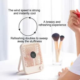 Desk Fan Portable USB Rechargeable Fan180 Tilt Folding Fan With Power Display Ultra Quiet Table Fans Office Home Adjustable Fans