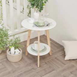 【Breeins】2-Tier Round Wooden Coffee Side Table