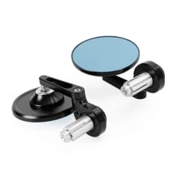 Artudatech Aluminum Handlebar End Mirror 7/8"-1" Black Short Arm BAR End 3" Round Mirrors