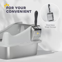 PawHut Stainless Steel Cat Litter Box with High Sides