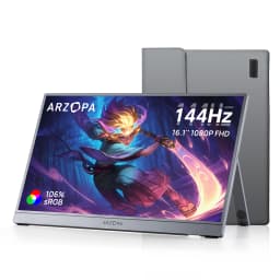 【Monitor+Bag】ARZOPA 16.1 inches Grey Portable Monitor,144 hz,100%s RGB,1080P FHD External Second Screen IPS Screen,Z1FC Grey