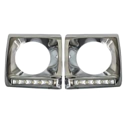 Headlight Trim Bezel With LED Fits Mercedes-Benz G Class W463 G550 G500 G63 1990 1991 1992 1993 1994 1995-2018 Chrome Black