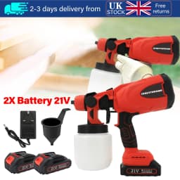 2 Battery Cordless Paint Sprayer Fence Wall Airless 21V HVLP Spray Gun UK Stock