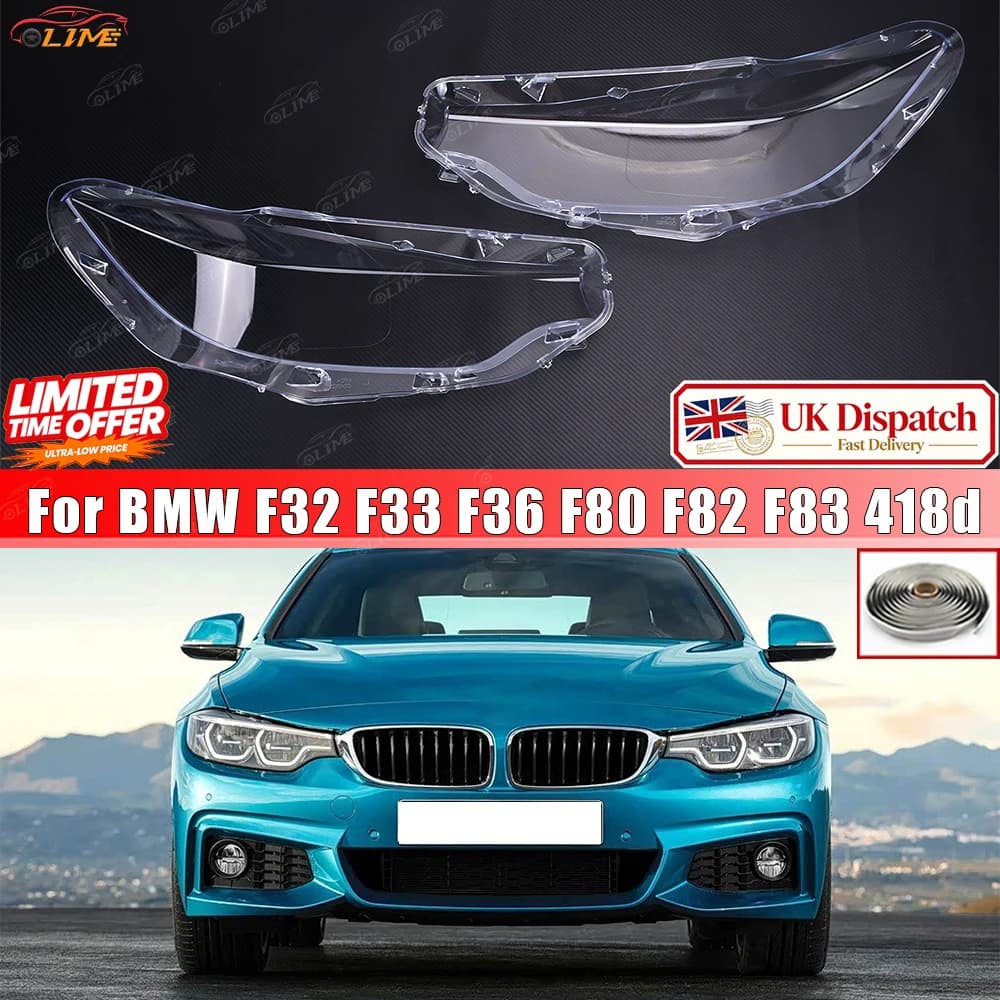 Car headlight lampshade is suitable for BMW F32 F33 F36 F80 F82 F83 418d 1 pair of headlamp lens + tape headlamp lamp shell