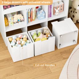 Kids' Bookshelf with Boxes on Wheels, Kids' Bookcase with 4 Storage Bins, Toy Shelf Kids' Room for Bedroom Kindergarten