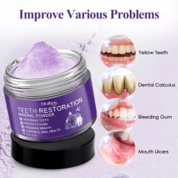 50g Purple Teeth Bleaching Powder Improve Bad Breath Reduce Plaque Stain Oral Hygiene Care Clean Teeth Whitening Powder