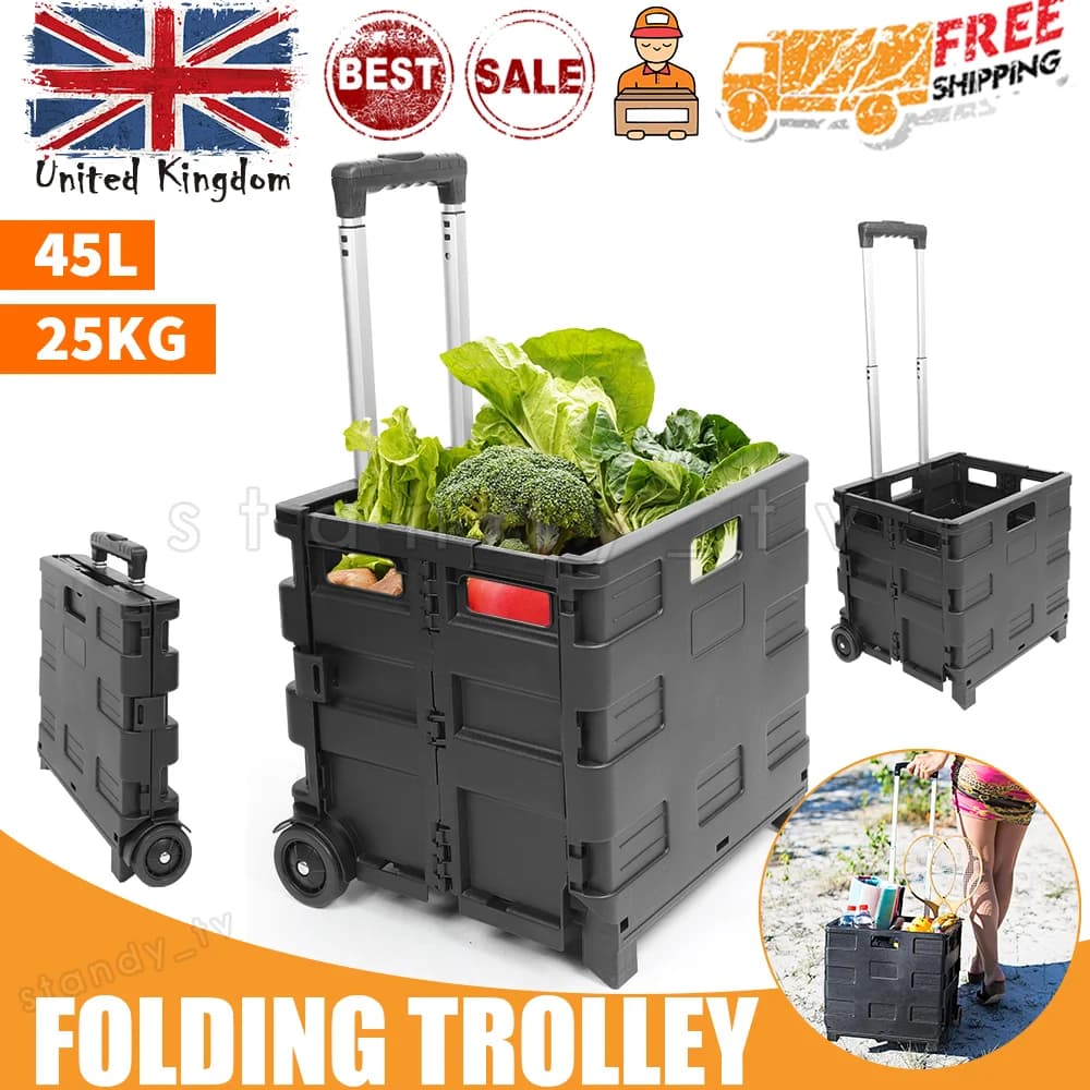45L Truck with Foldable Pull Rod, Portable Shopping Cart, Household Grocery Cart, Small Pull Cart, Luggage Cart