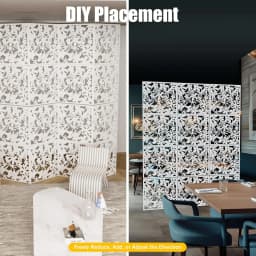 12PCS Partition Wall Room Divider Hollow Flowers Hanging Screen, Hanging Room Divider Screens Made, For Decoration Home,White