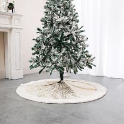 Voltsify Hot Stamping Golden Twig Plush Christmas Tree Skirt