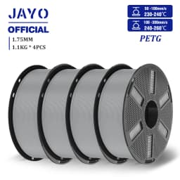JAYO 3D PETG/PETG Transparent Filament 1.75mm Filament For Bambu FDM 3D Printer PETG Neatly Wound 3D Printing Material 4Rolls