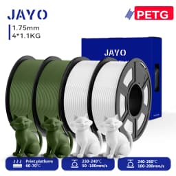 JAYO 3D PETG/PETG Transparent Filament 1.75mm Filament For Bambu FDM 3D Printer PETG Neatly Wound 3D Printing Material 4Rolls