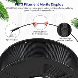 JAYO 3D PETG/PETG Transparent Filament 1.75mm Filament For Bambu FDM 3D Printer PETG Neatly Wound 3D Printing Material 4Rolls