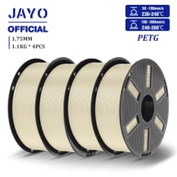JAYO 3D PETG/PETG Transparent Filament 1.75mm Filament For Bambu FDM 3D Printer PETG Neatly Wound 3D Printing Material 4Rolls