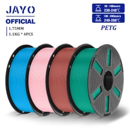 JAYO 3D PETG/PETG Transparent Filament 1.75mm Filament For Bambu FDM 3D Printer PETG Neatly Wound 3D Printing Material 4Rolls
