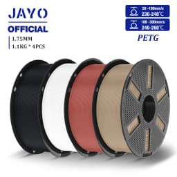JAYO 3D PETG/PETG Transparent Filament 1.75mm Filament For Bambu FDM 3D Printer PETG Neatly Wound 3D Printing Material 4Rolls