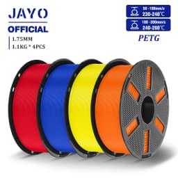 JAYO 3D PETG/PETG Transparent Filament 1.75mm Filament For Bambu FDM 3D Printer PETG Neatly Wound 3D Printing Material 4Rolls