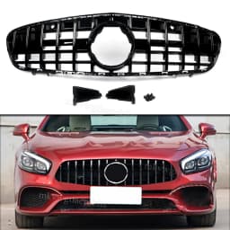 For Benz R231 SL550 SL450 Convertible GT GTR Grille Grill Gloss Black 2017-2020