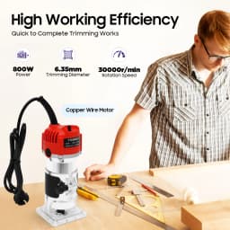 800W Woodworking Trimmer 30000RPM,Compact Electric Handheld Wood Router Carpenter Power Tool for DIY Wood Grooving Edge Trimming