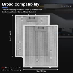 2PCS Aluminum Mesh Filter Range Hood Filters 320x260mm Metal Mesh Extractor Vent Filter for Home Kitchen Range Hood Accessories
