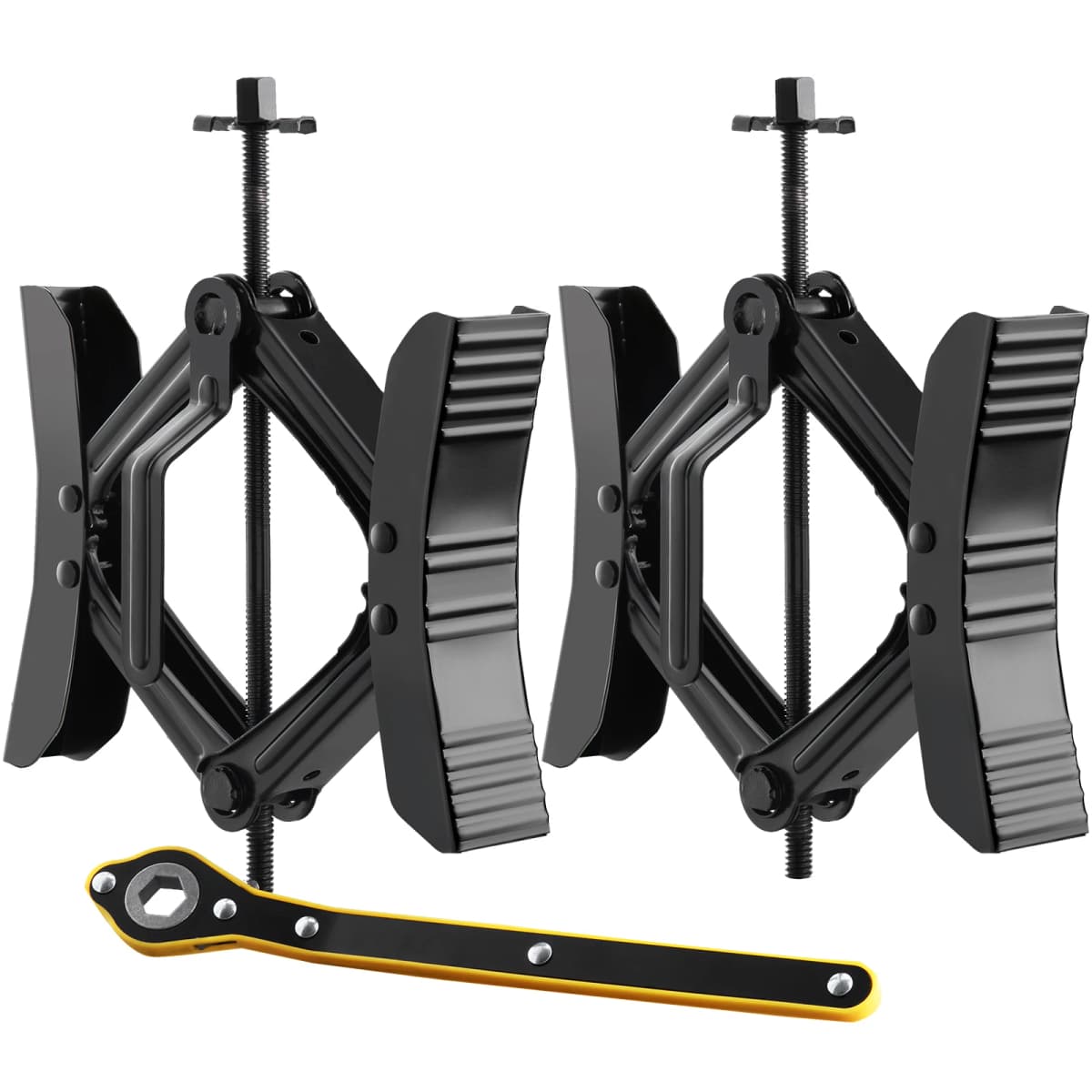 SucceBuy Camper Wheel Chock Stabilizer H-shaped RV Tire Locking Chock Built-in Ratchet Wrench Wheel Chocks for RV Travel Trailer