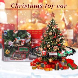 Battery Operate Railway Train with Sound&Light Hanging Railway Car Toys Kids Xmas Electric Toys Xmas Train Tree Decoration Track
