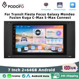 Podofo Car Radio Wireless Carplay Android Auto Audio Stereo Mirror Link 7 Inch For Transit Fiesta Focus Galaxy Mondeo Fusion