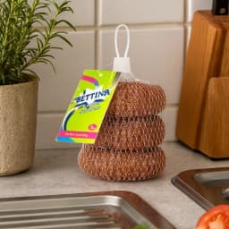 Bettina Heavy Duty Copper Scourers 3 Pack Rust-Resistant Durable Scrubbing Pads for Pots, Pans, Grills and Kitchen Surfaces