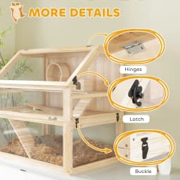 PawHut Wooden Hamster Cage 3 Tier Natural Wood Finish