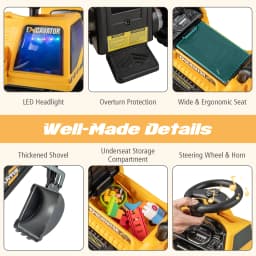 DORTALA Kids Ride On Excavator Ride On Tractor w/ Rotating Seat Yellow Kids Gift Christmas Gift