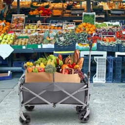 600D Oxford Cloth Steel Frame Flat Folding Cloth Frame Garden Large Capacity Folding Wagon Folding Outdoor Utility Cart