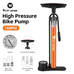 WEST BIKING 160PSI High Pressure Bicycle Pump With Gauge MTB Road Bike Tire Inflator For Presta/Schrader Valve Bike Accessories