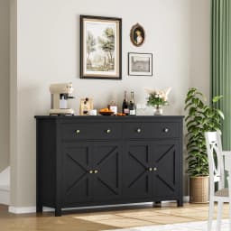 Getone White Sideboard Storage Cabinet 140cm Large Kitchen Cabinet for Living Room Dining Room