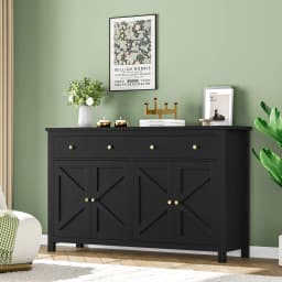 Getone White Sideboard Storage Cabinet 140cm Large Kitchen Cabinet for Living Room Dining Room