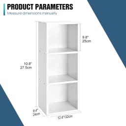 3-Tier White Storage Shelf, Freestanding Multifunctional Organizer for Books Toys & Home Essentials