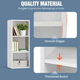 3-Tier White Storage Shelf, Freestanding Multifunctional Organizer for Books Toys & Home Essentials