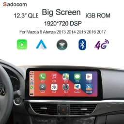 DSP 12.3" QLED 720P 360 8G+256G Carplay Android 14.0 Car Player GPS WIFI autoradio For Mazda 6 Atenza 2013 2014 2015 2016 2017