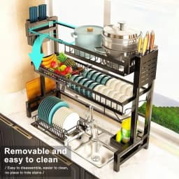 Over The Sink Dish Drying Rack, Telescopic, 2 Tier Large Capacity Dish Rack, Sink Organize Stand, Kitchen Counter Storage Shelf