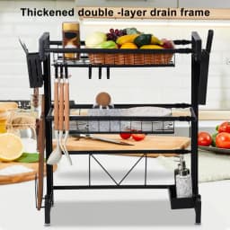 Over The Sink Dish Drying Rack, Telescopic, 2 Tier Large Capacity Dish Rack, Sink Organize Stand, Kitchen Counter Storage Shelf