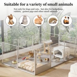 180cm Clear Acrylic Dog Playpen with Whelping Pad Indoor Pet Exercise Pen Puppy Enclosure for Cats and Dogs