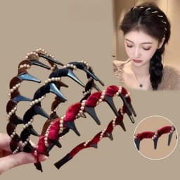 Pearl Headband Tooth Wave Headdress Non-Slip Wedding Bride Teeth Comb Headbands Pearl Hairband Accessories Girls for Women