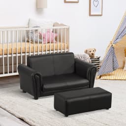 HOMCOM 2 Seater Toddler Chair Kids Twin Sofa Childrens Double Seat Chair Armchair with Footstool
