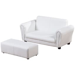 HOMCOM 2 Seater Toddler Chair Kids Twin Sofa Childrens Double Seat Chair Armchair with Footstool
