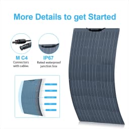 Flexible Solar Panel 200W 100W 24V/12V Monocrystalline Bendable Solar Panels Kit Charger Off-Grid for RV Boat Cabin Van Car