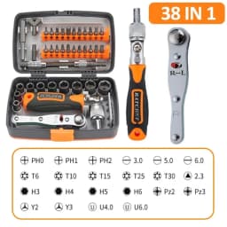 38pcs 1/2" 1/4" 3/8" Ratchet Screwdriver Set Combination Toolbox Hardware Magnetic Screw Driver Car Repair Tool Kit