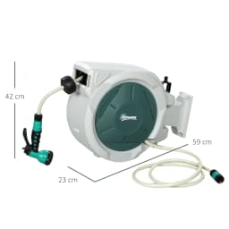 Retractable Hose Reel Wall Mounted with Lock, Auto Rewind, Grey