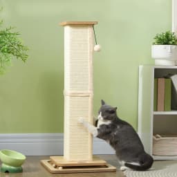 PawHut 87cm Cat Scratching Post, 3-in-1 Cat Scratcher w/ Track Ball Toy