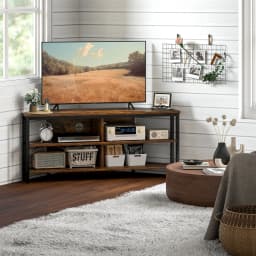 HOMCOM 50" TV Stand Cabinet, TV Unit with Storage Shelves, Rustic Brown