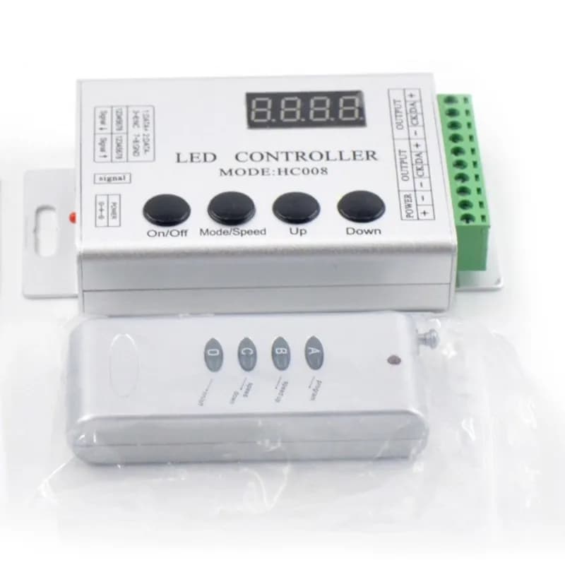 DC5V-24V HC008 4Keys Programmable RGB LED Pixel Controller 133 Effect Modes Dimmer for WS2812 WS2811 2801 LED Strip Light